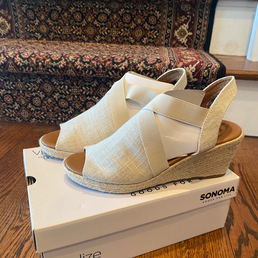 Sonoma Cream Espadrille Wedges 9